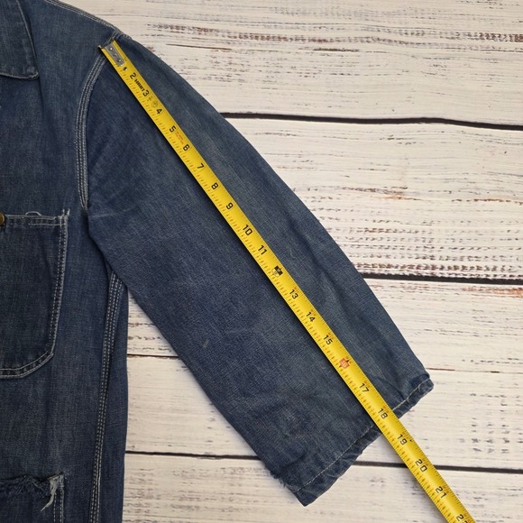Hercules Vintage Union Made Denim Chore Coat Unlined Workwear Mens Large Thrash - Picture 10 of 12